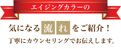 エイジングカラーの気になる流れをご紹介！丁寧にカウンセリングでお伝えします。